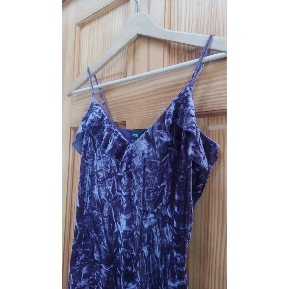 NWT Vtg Purple Crushed Velvet Knee Lined Dress Whimsy Goth Sz S Espirit Fairy - Picture 3 of 12